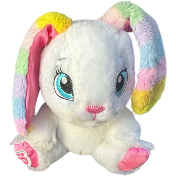 Build A Bear Buddies Small White Pink Rainbow Ears 7.5" Easter Rabbit 2017 BAB - Picture 3 of 13